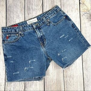 Arizona Distressed Altered Blue Denim Cut Off Jean Shorts Size 7